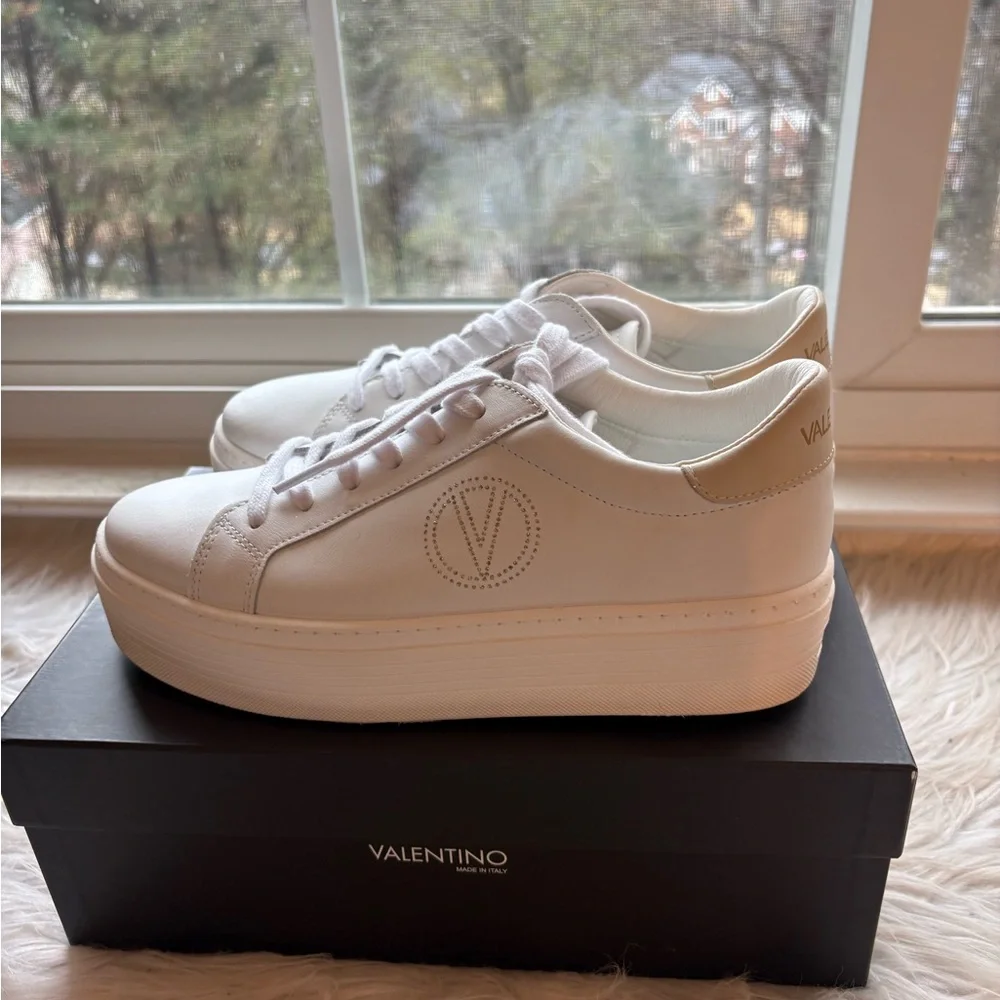 Valentino Women's Cream Platform Sneakers - Picture 1 of 6